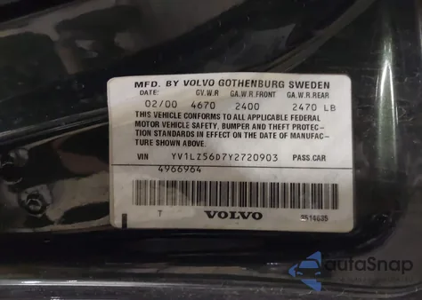 2000 Volvo V70 Xc/Xc Se из США, поврежденный, VIN YV1LZ56D7Y2720903